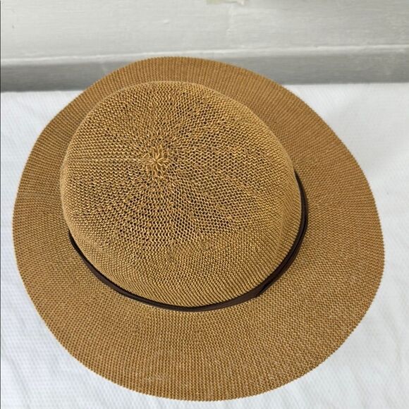WYETH Brown Part Paper Panama Style Hat One Size - Picture 4 of 9
